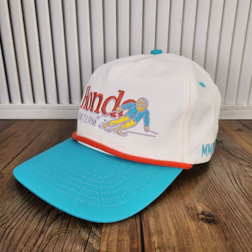 Hondo Ski Team MMXXIII 2023 Hat White Blue Red Rope 80s Theme Sport Snapback Cap